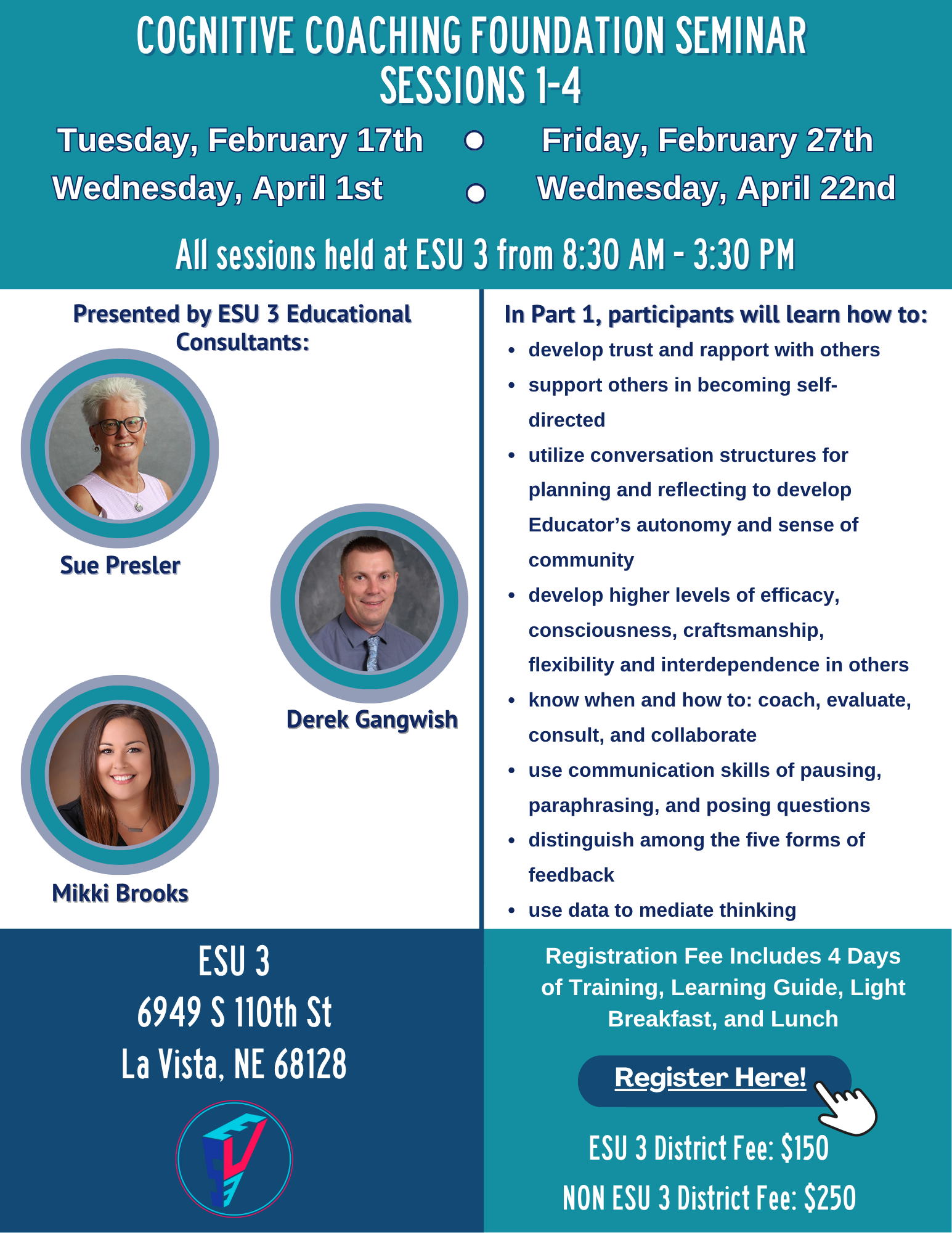 Click here to register for Cognitive Coaching Sessions 1-4 Spring 2026, #24591